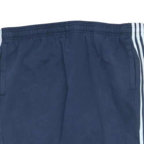 adidas Men's Blue Regular Fit Tapered Sweatpants M
