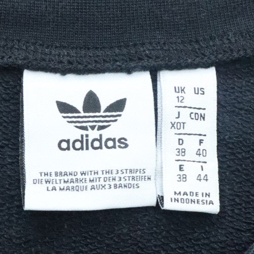 Adidas Womens Black Crop Sweatshirt UK 12 Crew Neck Long Sleeve