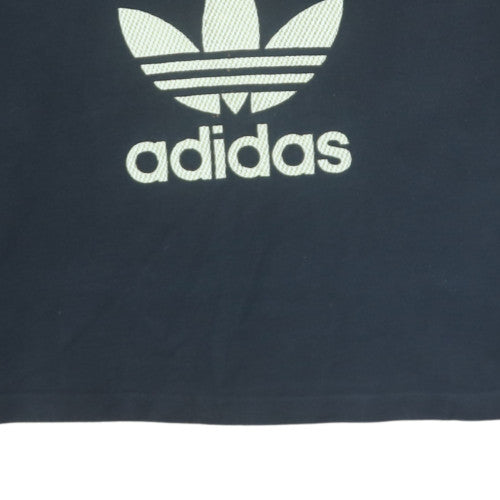 Adidas Womens Black Crop Sweatshirt UK 12 Crew Neck Long Sleeve