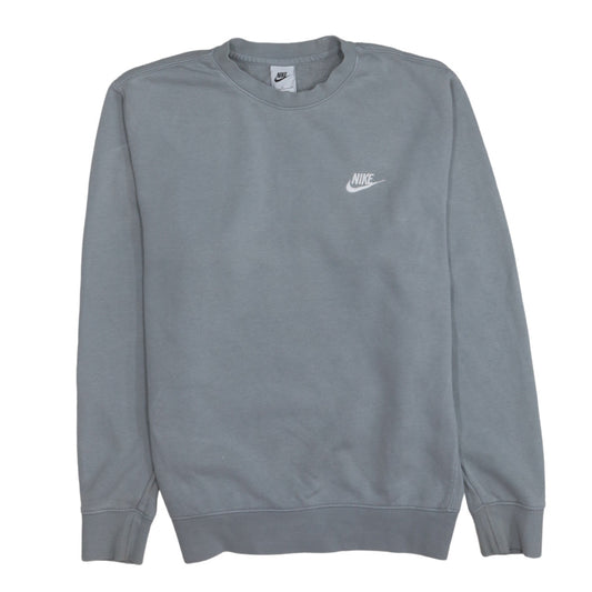 Nike Women’s Grey Small Pullover Sweatshirt Crew Neck Logo Cotton Blend
