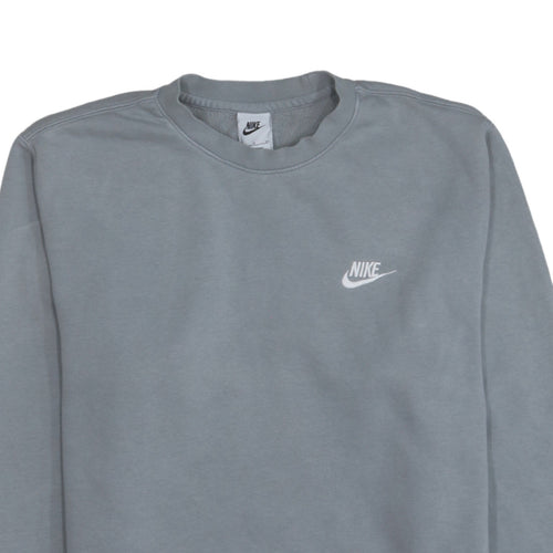 Nike Women’s Grey Small Pullover Sweatshirt Crew Neck Logo Cotton Blend