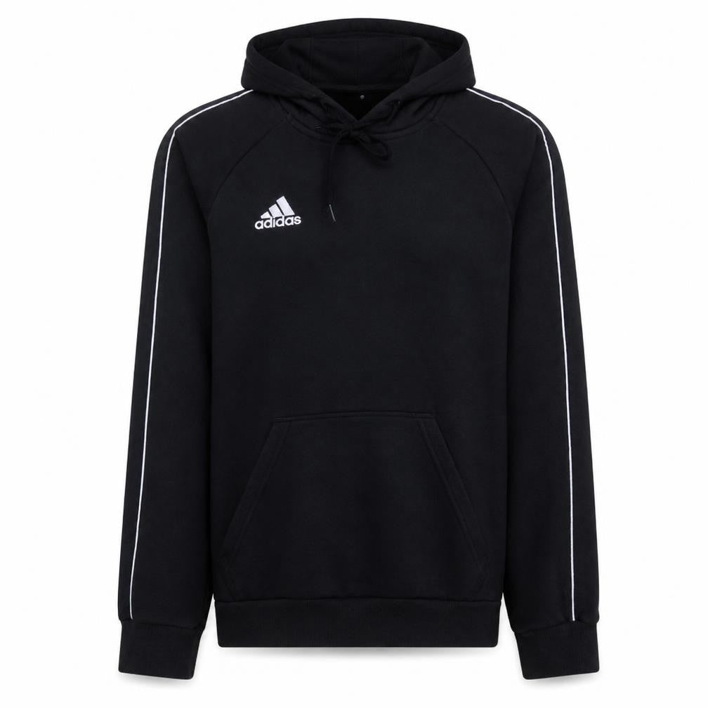 Front view of Adidas Men's Black XS Pullover Hoodie Sweatshirt with Logo