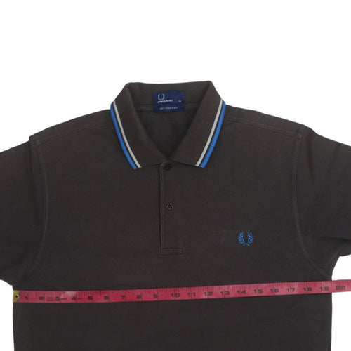 Fred Perry Men's Black M Piqué Polo Shirt with Blue Trim