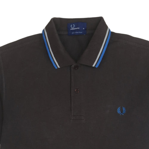 Fred Perry Men's Black M Piqué Polo Shirt with Blue Trim