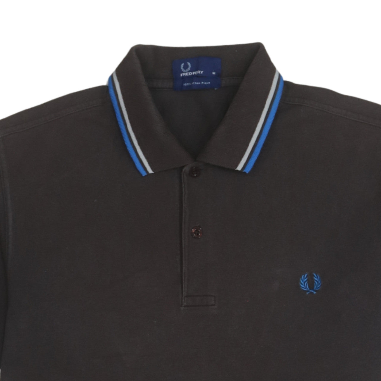 Fred Perry Men's Black M Piqué Polo Shirt with Blue Trim