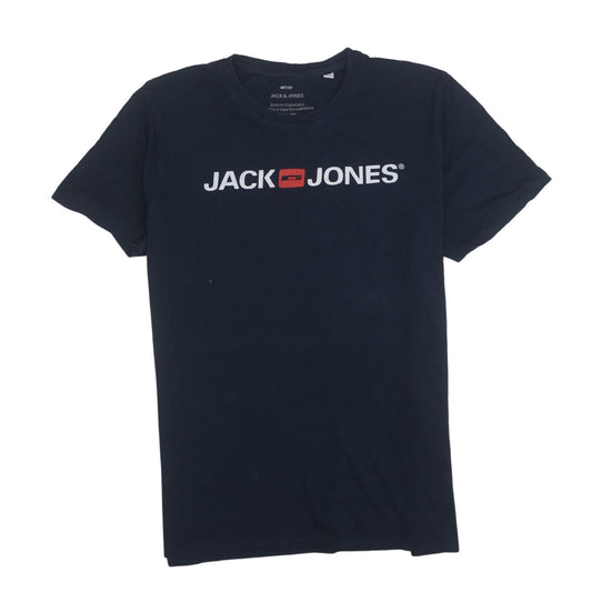 Jack & Jones Men's Blue XL Crew Neck Logo Cotton T-Shirt