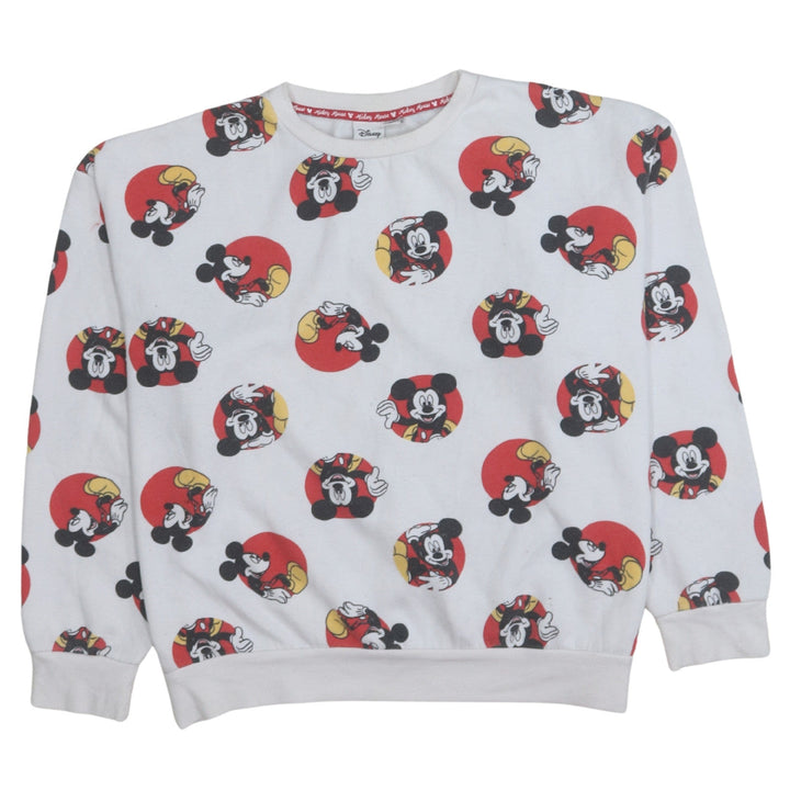 Disney Women White Mickey Mouse Print Sweatshirt Size 14/16