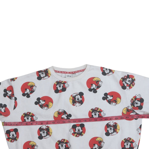Disney Women White Mickey Mouse Print Sweatshirt Size 14/16