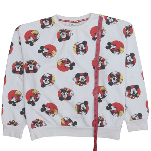 Disney Women White Mickey Mouse Print Sweatshirt Size 14/16