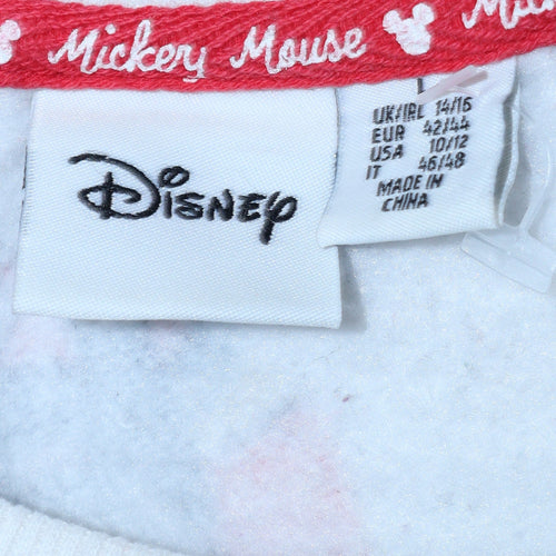 Disney Women White Mickey Mouse Print Sweatshirt Size 14/16