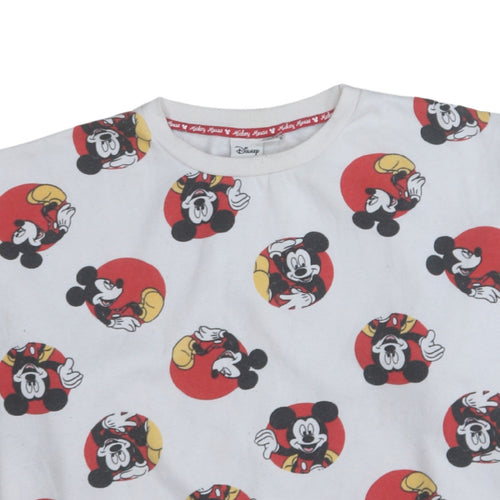 Disney Women White Mickey Mouse Print Sweatshirt Size 14/16