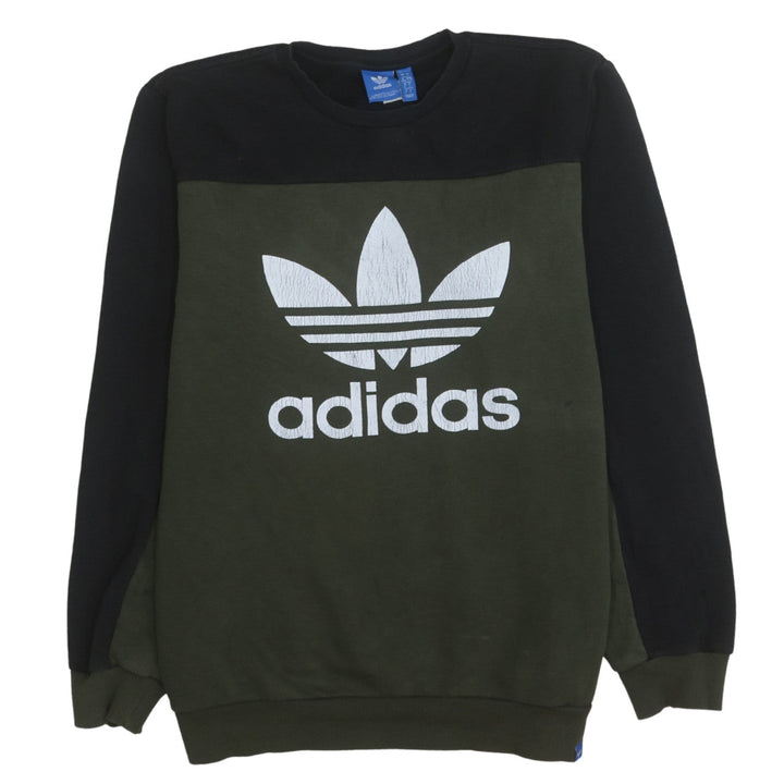 Adidas Men's Green Black Logo Pullover Sweatshirt Size L