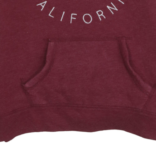 Hollister Womens Burgundy Pullover Hoodie XS Logo Print Casual
