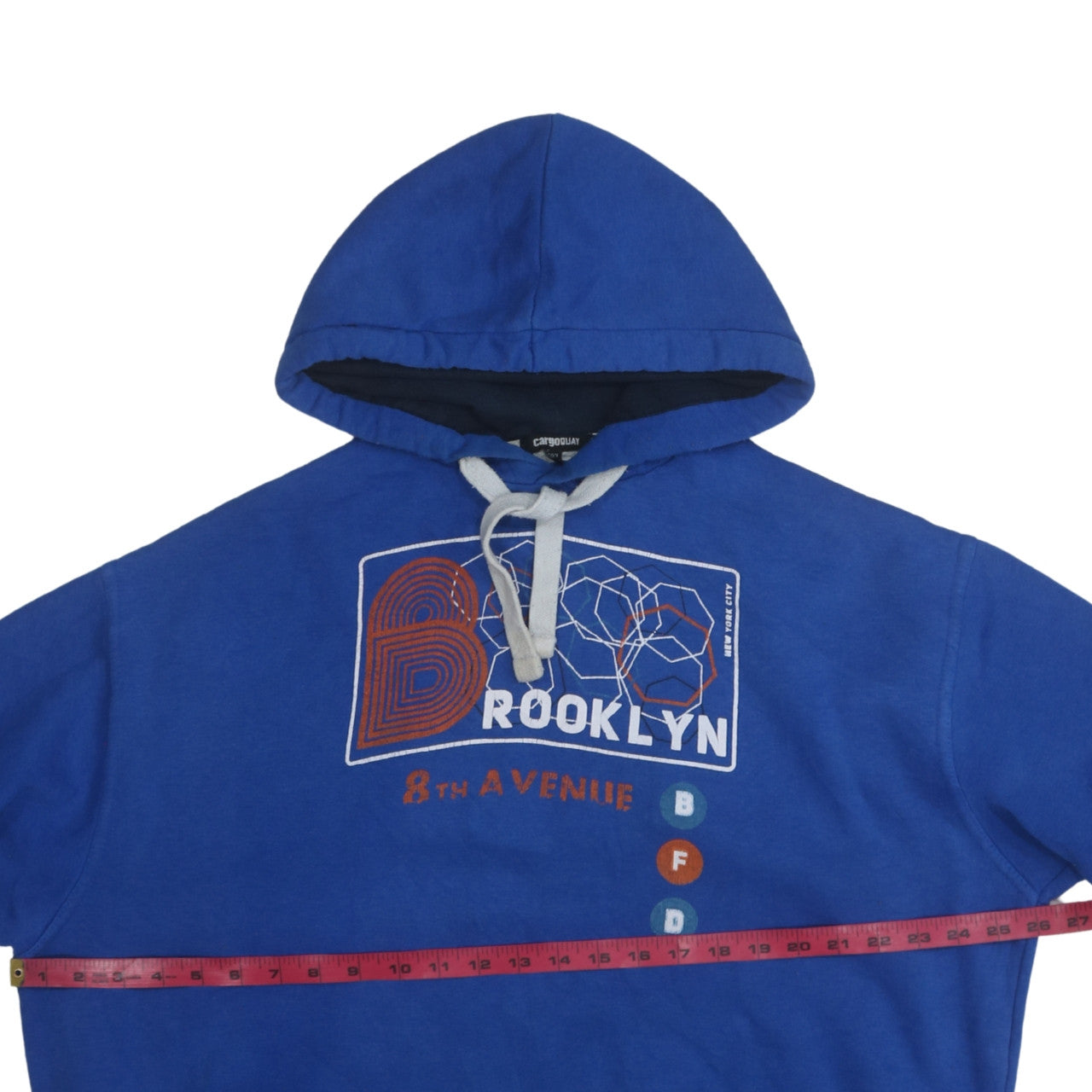 Cargo Quay Mens Blue Brooklyn Graphic Pullover Hoodie XXL