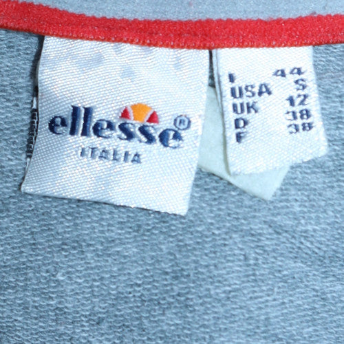 Ellesse Womens Grey Full Zip Hoodie Size 12 UK Cotton Blend