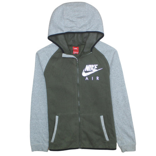 Nike Boys Olive & Grey Full Zip Hoodie Sweatshirt XL 13-15 Years Hooded