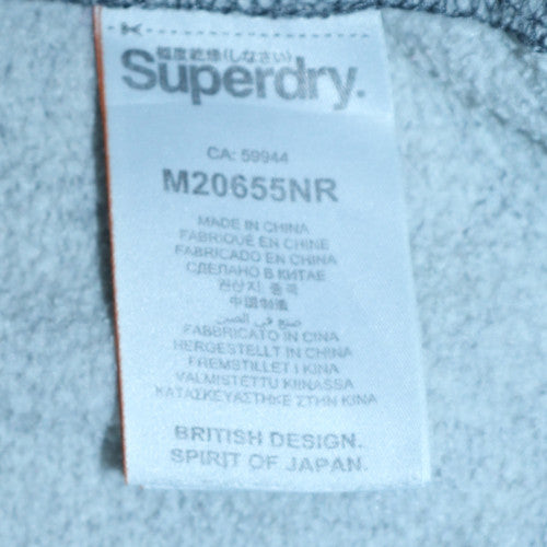 Superdry Men's Grey Pullover Hoodie M Graphic Print Logo Fleece