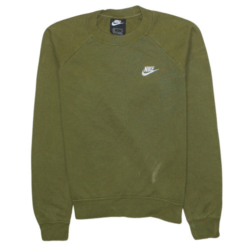 Nike Women’s Green Pullover Sweatshirt Small Cotton Blend Logo Crew