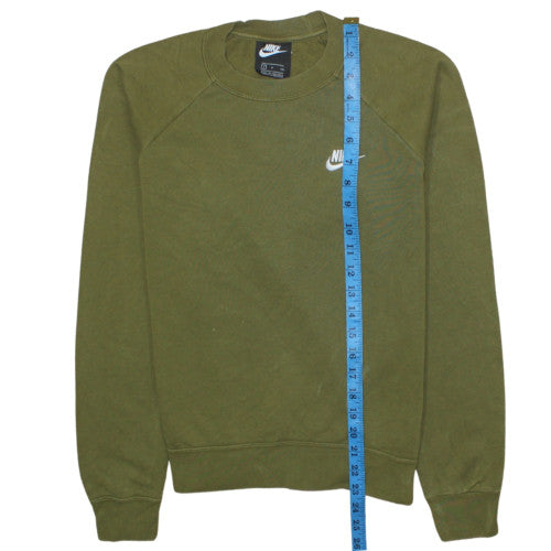 Nike Women’s Green Pullover Sweatshirt Small Cotton Blend Logo Crew