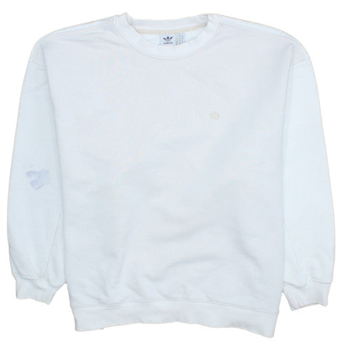 Adidas Womens White Pullover Sweatshirt Size 10 Cotton Blend Crew Neck