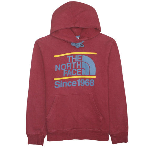 The North Face Mens Red Pullover Hoodie Size S Logo Fleece