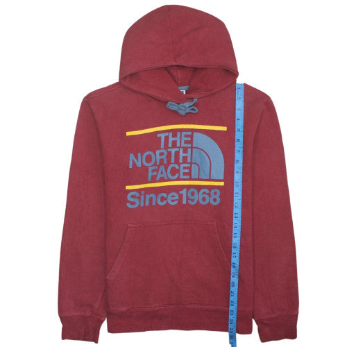The North Face Mens Red Pullover Hoodie Size S Logo Fleece