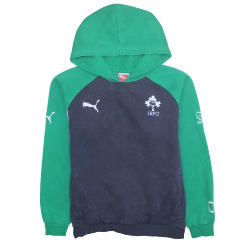 Puma Boys Green & Navy IRFU Hoodie Sweatshirt Size 14 (164) Cotton Blend