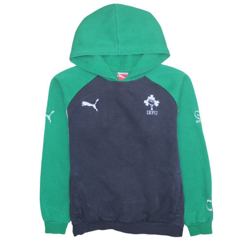 Puma Boys Green & Navy IRFU Hoodie Sweatshirt Size 14 (164) Cotton Blend