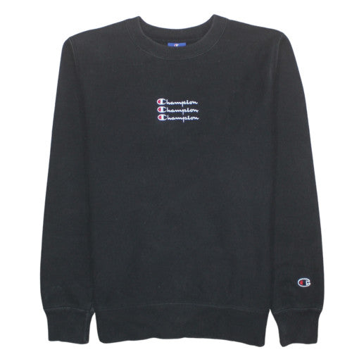 Champion Women's Black Small Pullover Sweatshirt with Logo Embroidery