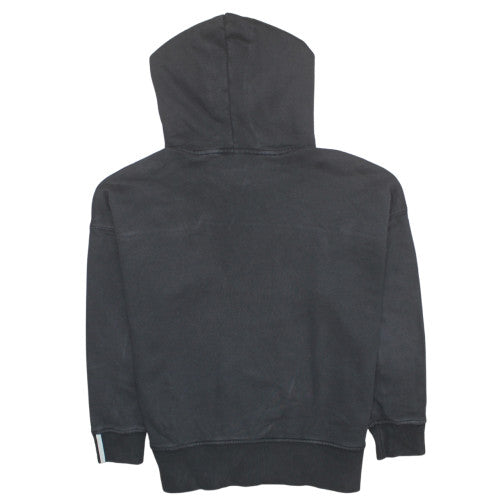 Adidas Womens Black Hooded Pullover Sweatshirt Size 14 Logo Trim