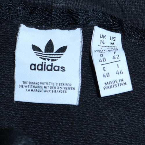 Adidas Womens Black Hooded Pullover Sweatshirt Size 14 Logo Trim