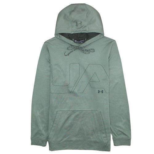 Under Armour Mens Green Pullover Hoodie Medium Loose Fit ColdGear