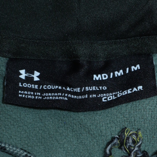 Under Armour Mens Green Pullover Hoodie Medium Loose Fit ColdGear