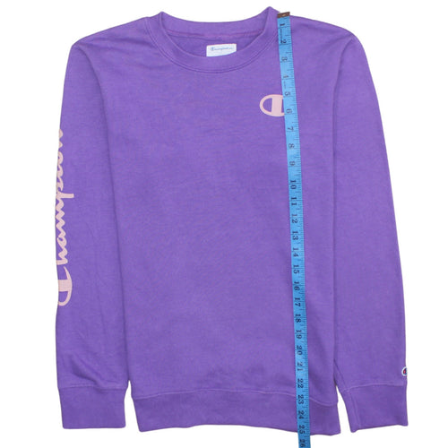 Champion Womens Purple Logo Pullover Sweatshirt L Cotton Blend
