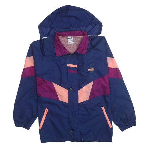 Puma Womens Blue Colourblock Windbreaker Jacket Size S Vintage