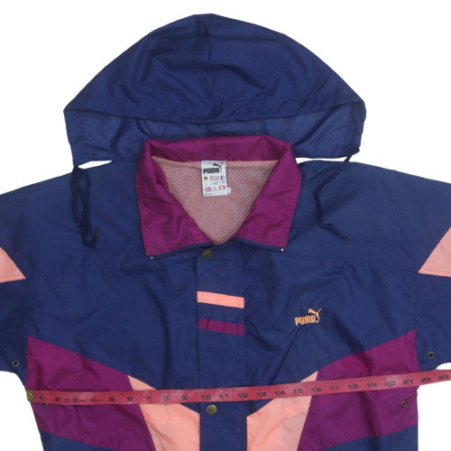Puma Womens Blue Colourblock Windbreaker Jacket Size S Vintage