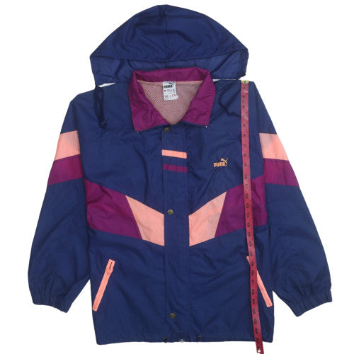 Puma Womens Blue Colourblock Windbreaker Jacket Size S Vintage