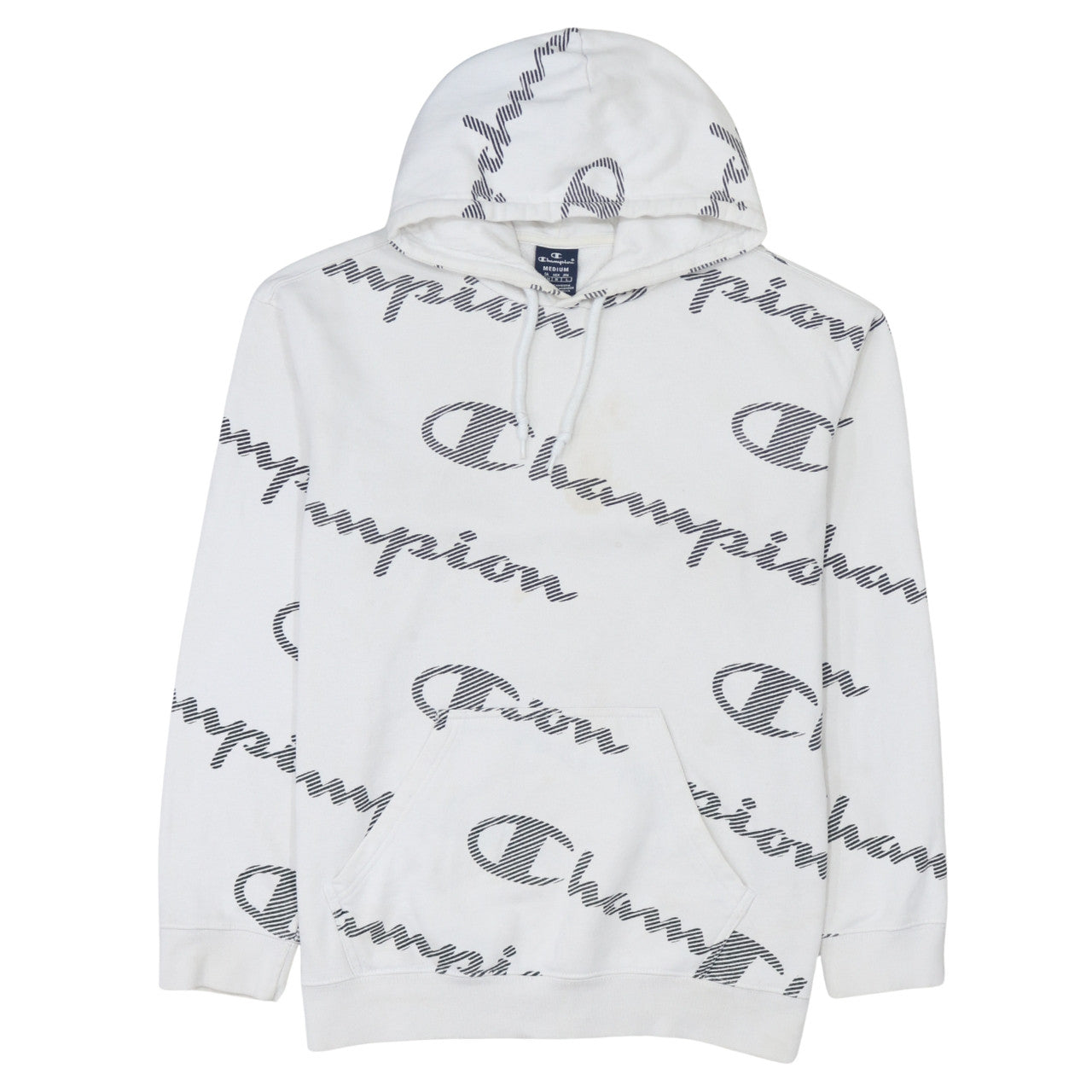 Champion Women's White Medium Pullover Hoodie with Logo Print
