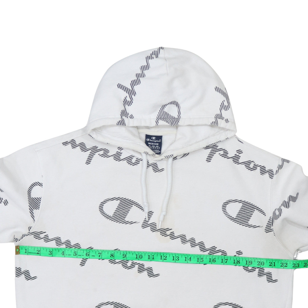 Champion Women's White Medium Pullover Hoodie with Logo Print