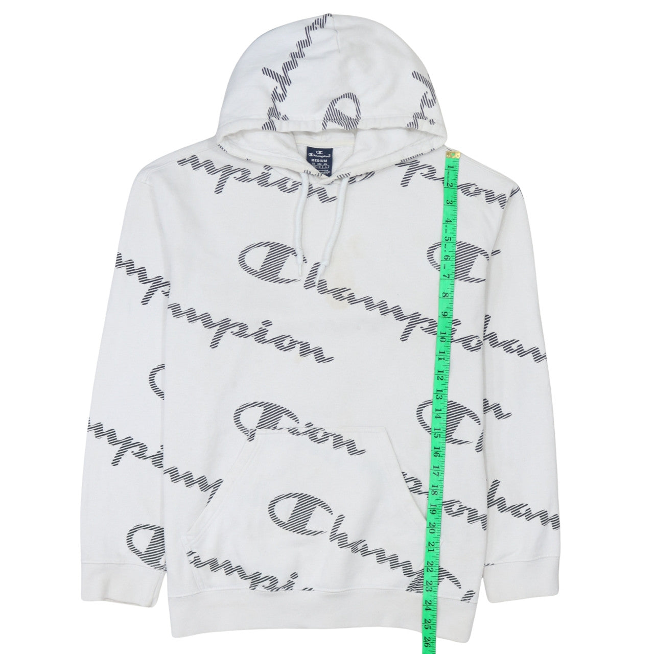 Champion Women's White Medium Pullover Hoodie with Logo Print