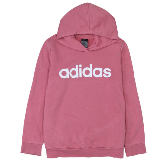 Adidas Women Pink Pullover Hoodie Large Logo Cotton Blend