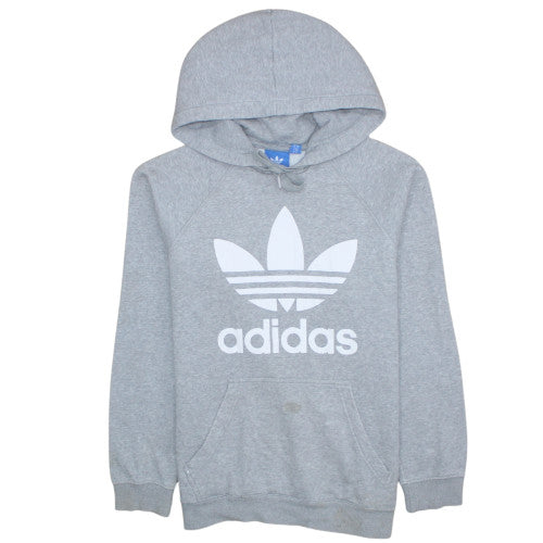 Adidas Mens Grey Pullover Hoodie M Sports Fleece Graphic Logo