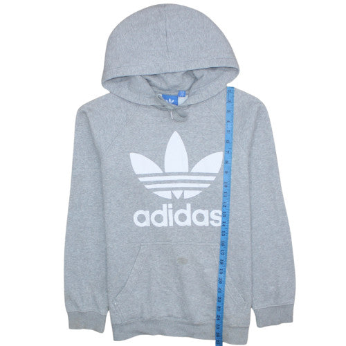 Adidas Mens Grey Pullover Hoodie M Sports Fleece Graphic Logo
