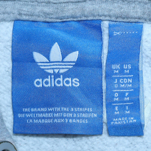 Adidas Mens Grey Pullover Hoodie M Sports Fleece Graphic Logo