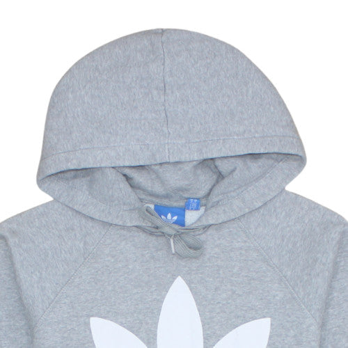Adidas Mens Grey Pullover Hoodie M Sports Fleece Graphic Logo