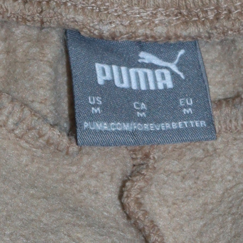 Puma Women's Beige Jogger Trousers M Fleece Lined Casual