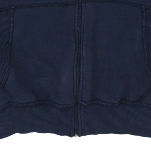 Superdry Men's Blue Full Zip Hoodie Size M Graphic Embroidered Fleece