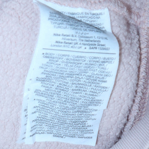 Nike Women Beige Pullover Hoodie L Fleece Lined Casual Sportswear
