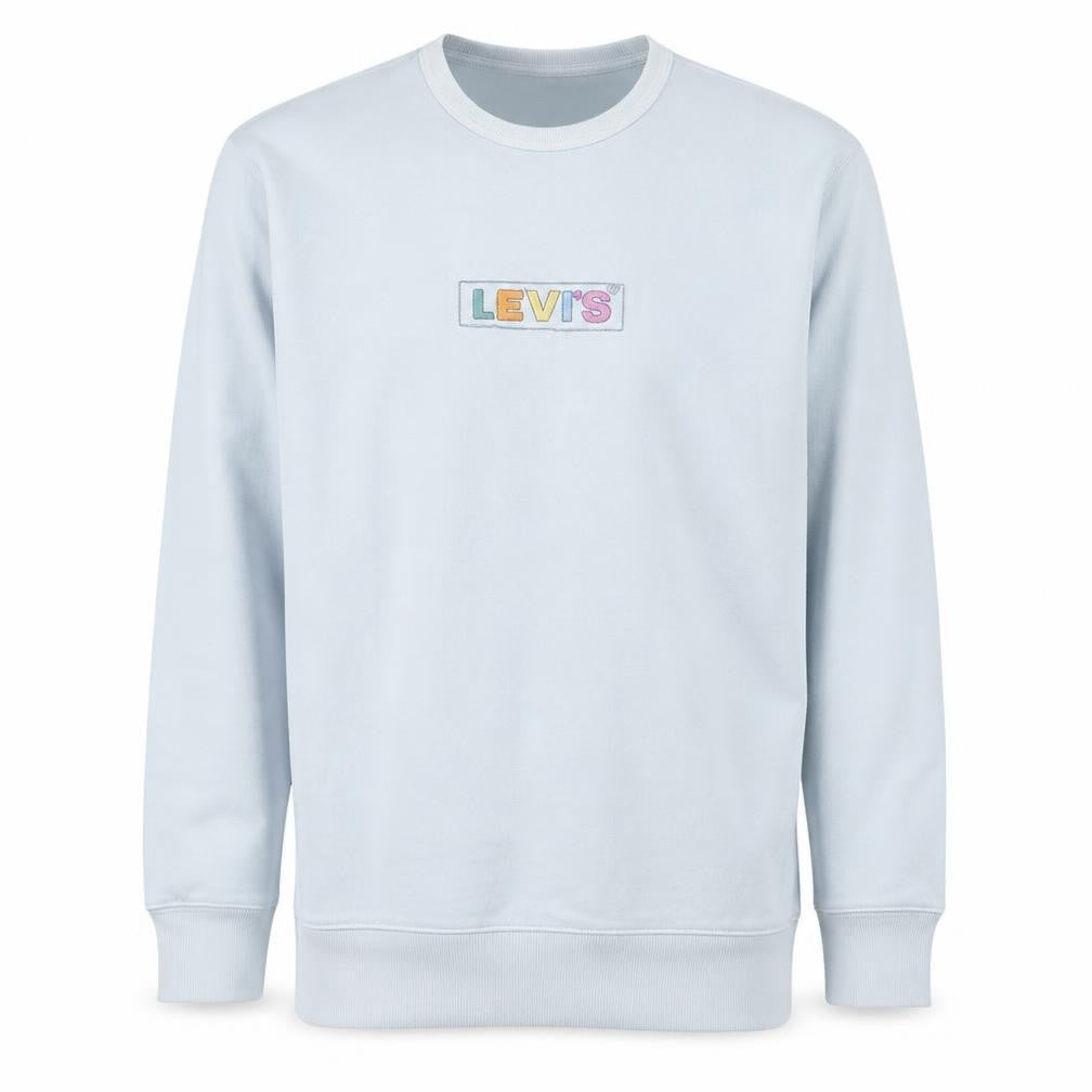 Front view of Levi's Men's Light Blue Logo Crew Neck Sweatshirt, size L