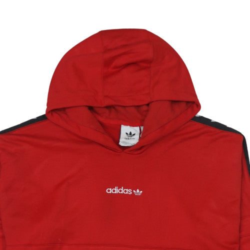 Adidas Mens Red Hoodie XL Pullover Hooded Sweatshirt with Logo Trim